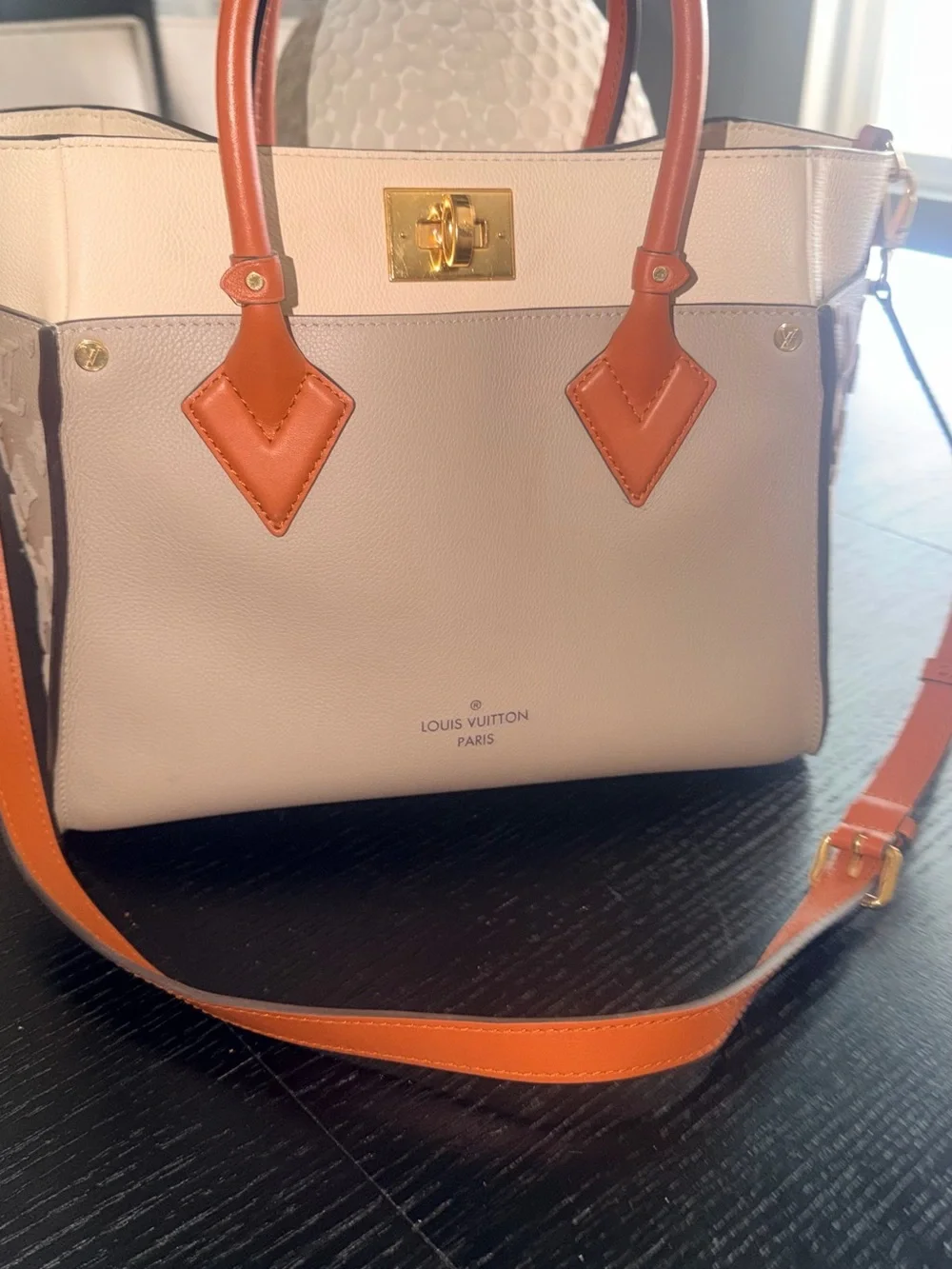 Louis Vuitton AUTHENTIC LOUIS VUITTON ON MY SIDE TOTE – NEUTRAL / CARAMEL